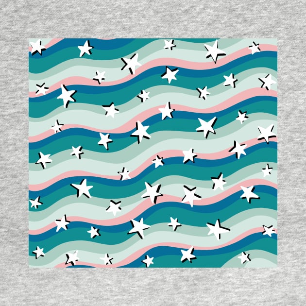 Stars and Stripes Teal and Pink Fun Colourful Pattern by AlmightyClaire